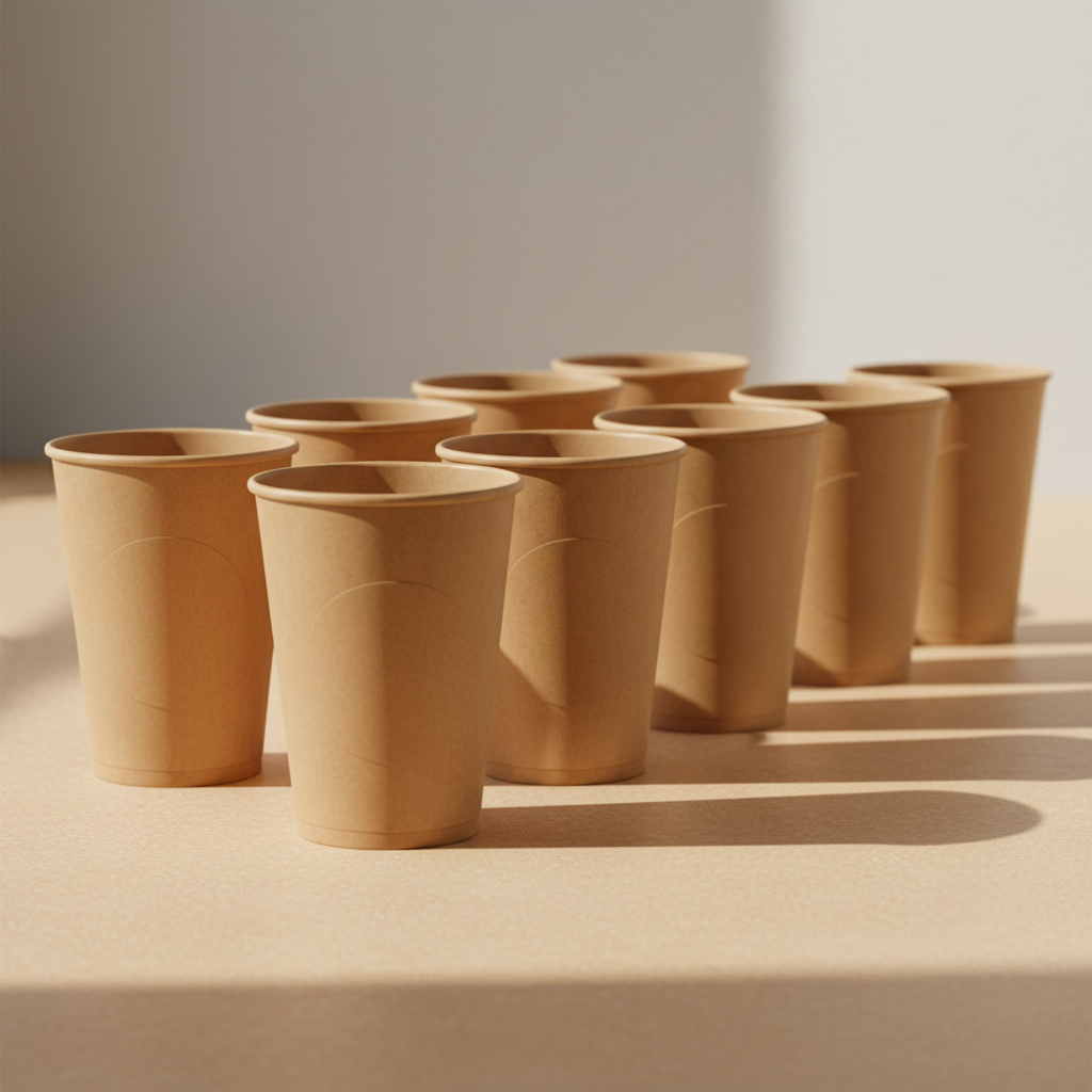 Kraft paper coffee cups ready for custom logo printing