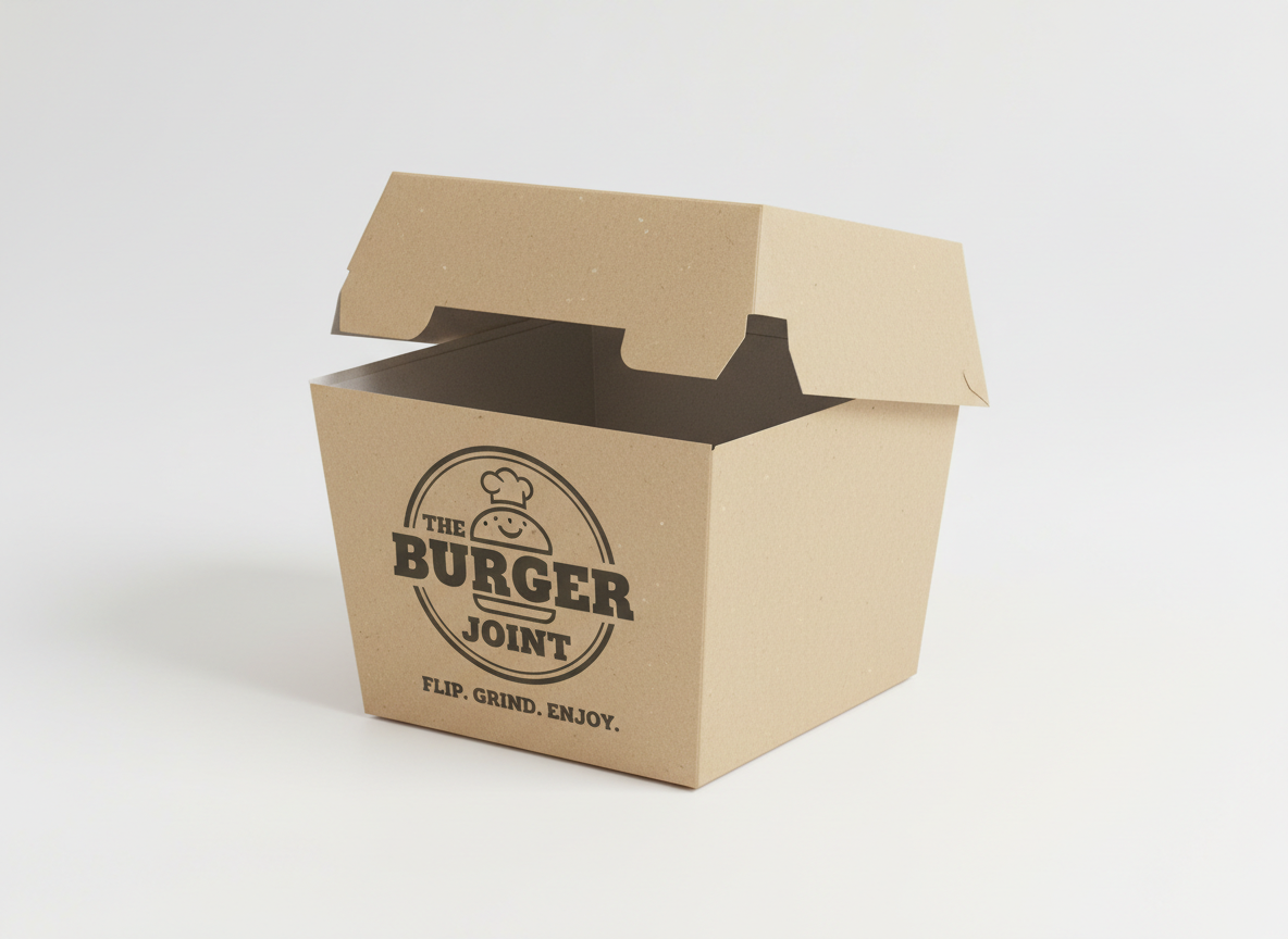 Custom-printed kraft paper burger box