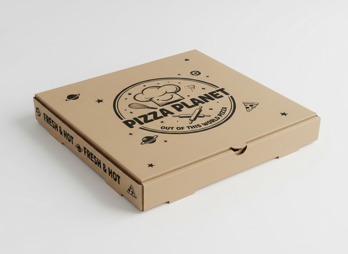 Custom-printed kraft paper pizza box