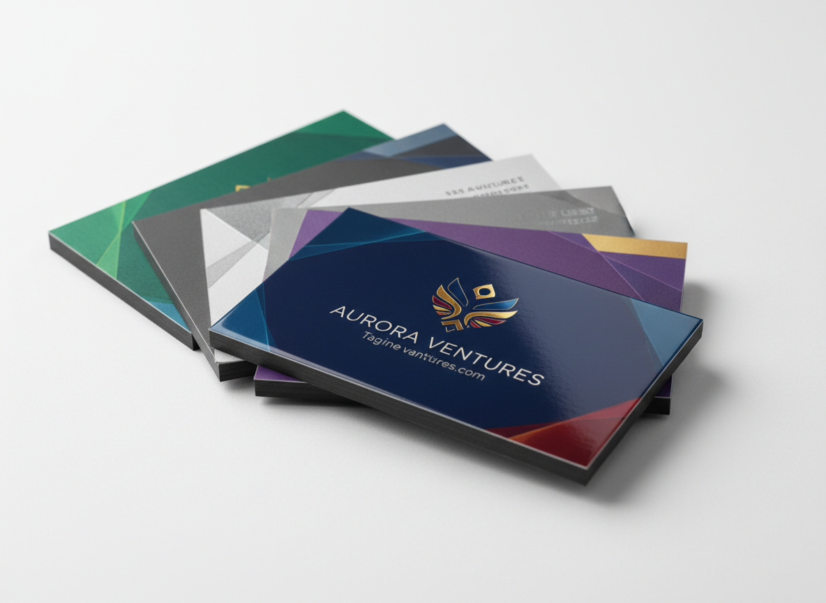 Premium business cards with full-color printing in matte and gloss finishes
